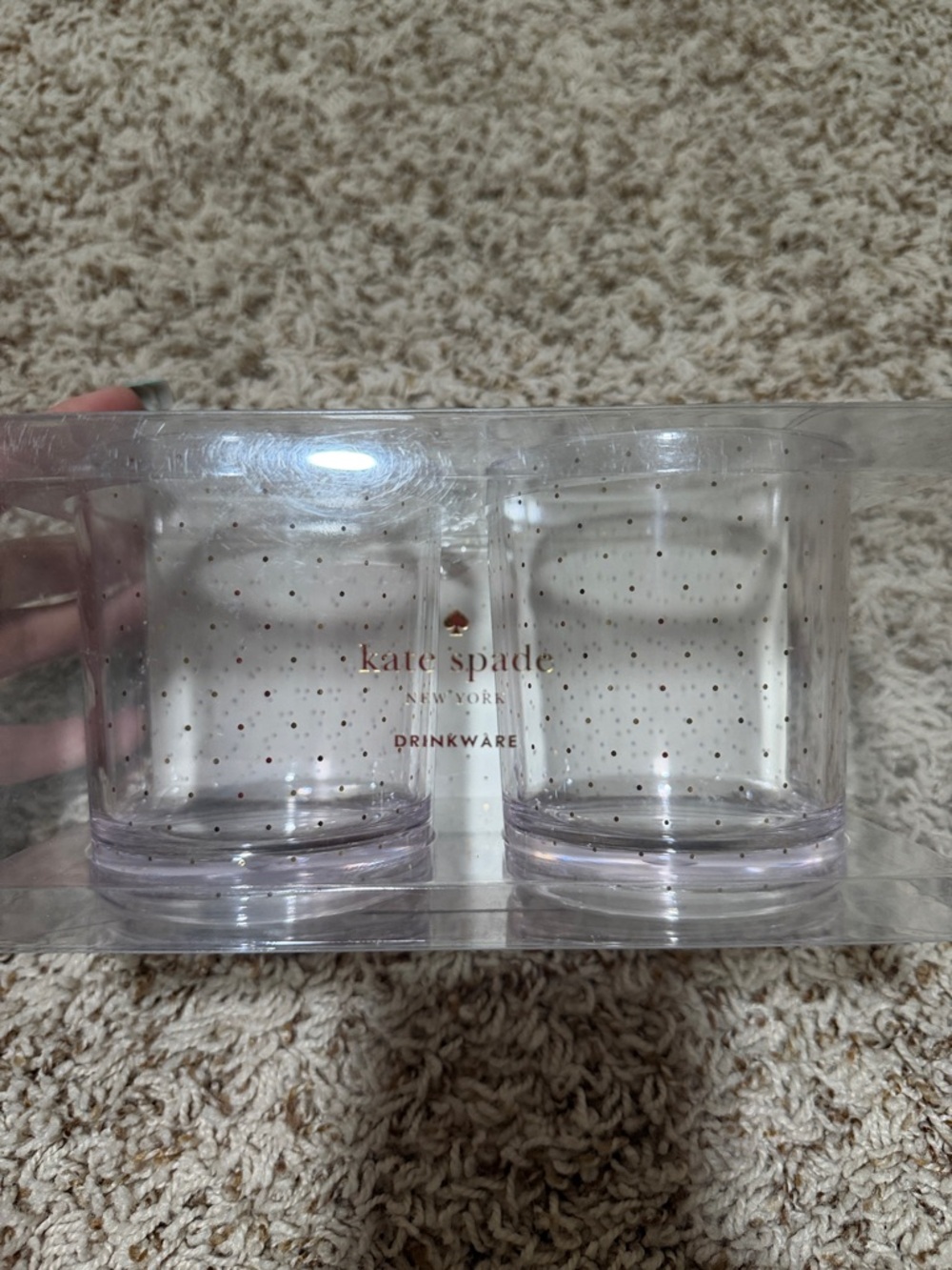 kate spade Clear plastic Tumblers with Gold Dot Accents